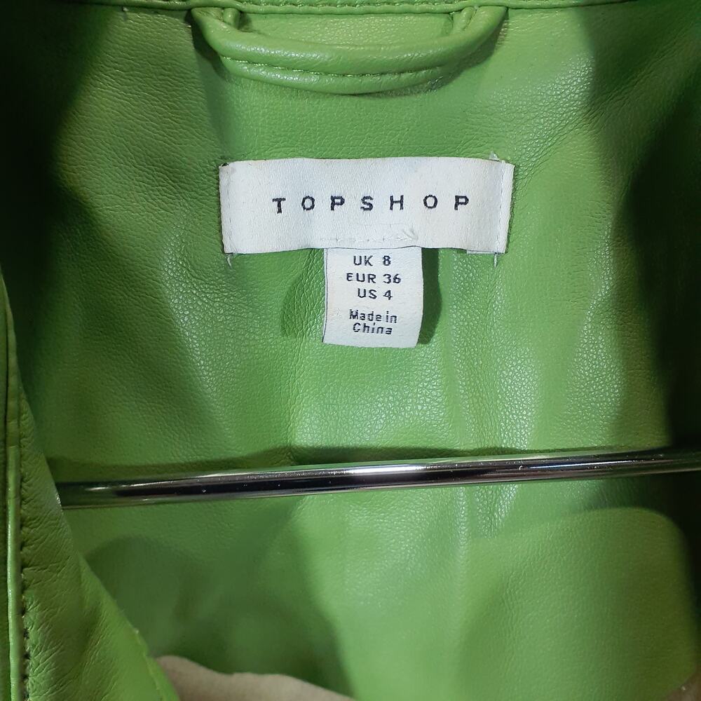 Topshop Maddie Faux Leather Button-Up Shirt Size 4 US - Picture 4 of 4